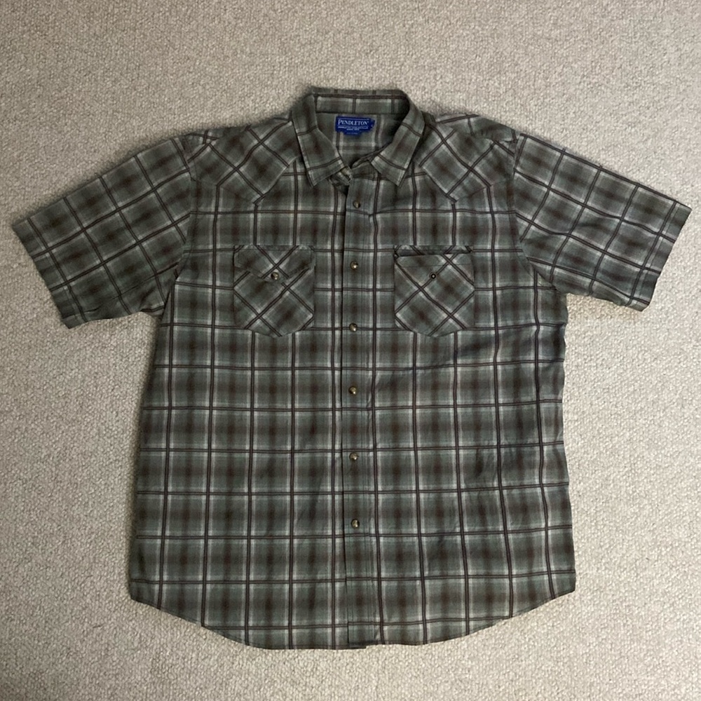 Pendleton Pearl Snap Green Short Sleeve Button Up